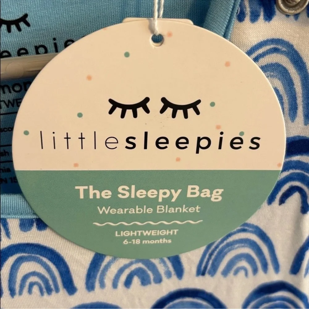 Little Sleepies Blue Rainbow Wearable Blanket Bamboo Sleepy Bag Sleep Sack 6-18 - Picture 4 of 13
